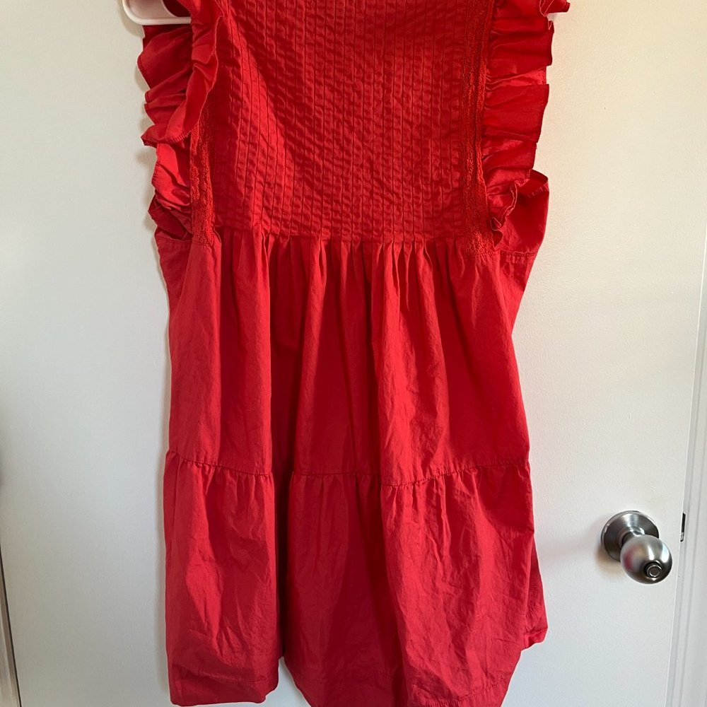 Aqua Red Ruffle Sleeve Dress - Picture 3 of 4